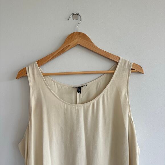 Eileen Fisher Silk Asymmetrical Tank Top Cream L - Picture 3 of 8